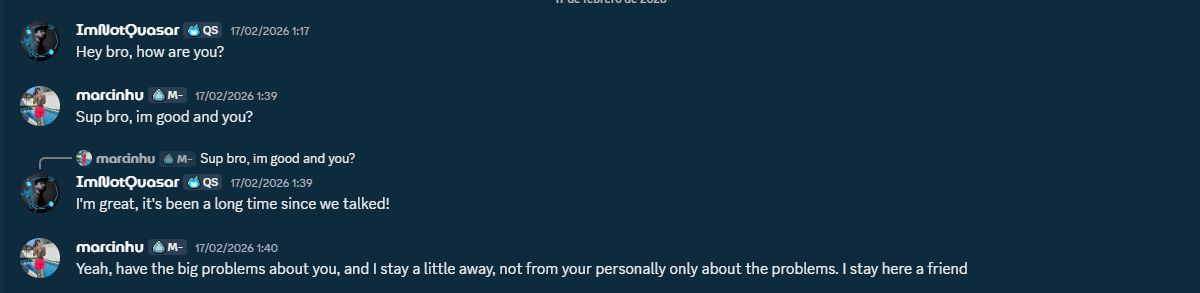 M-Scripts rejecting Quasar due to social pressure and harassment