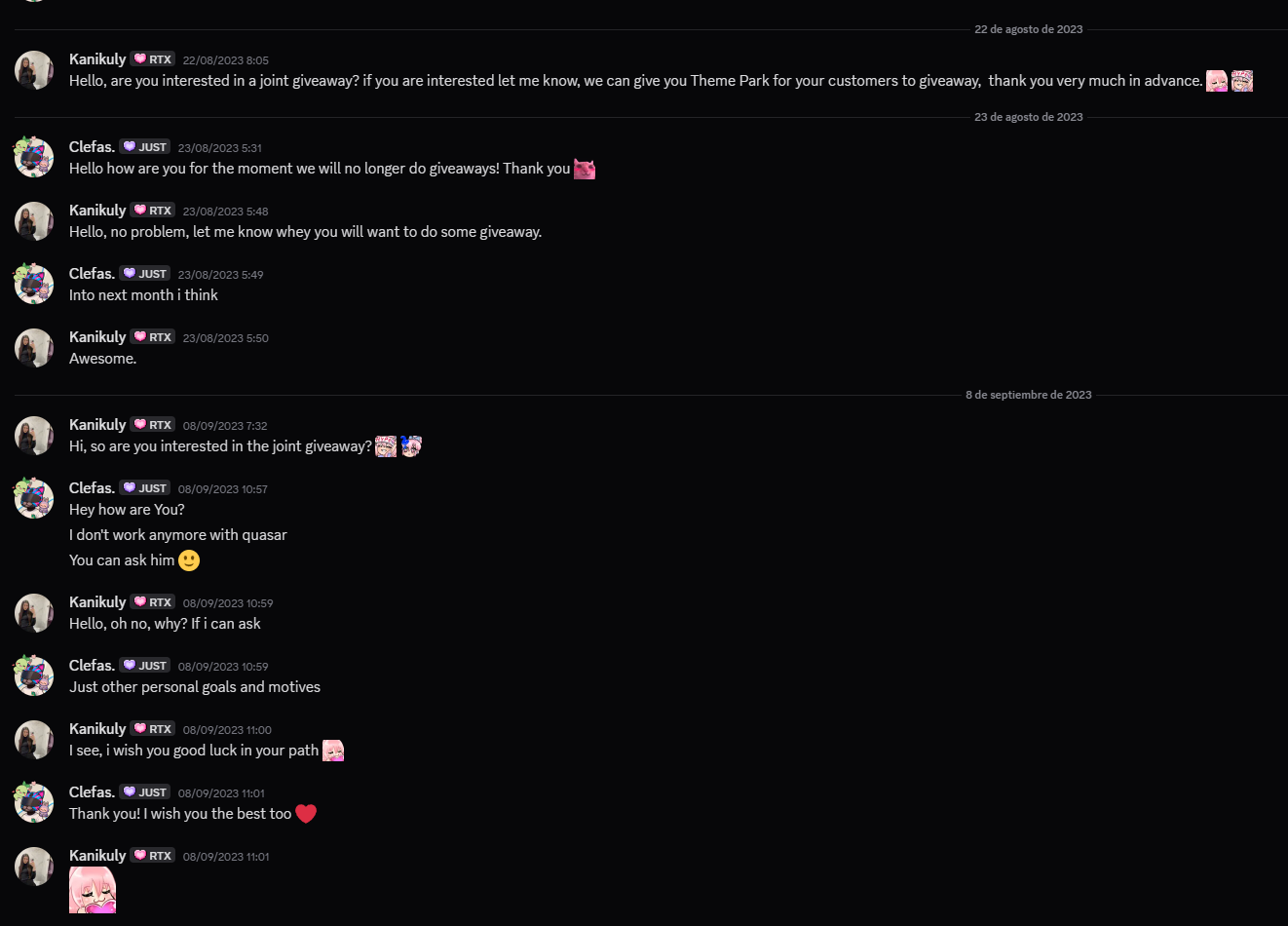 RTX requesting daily giveaways before defaming