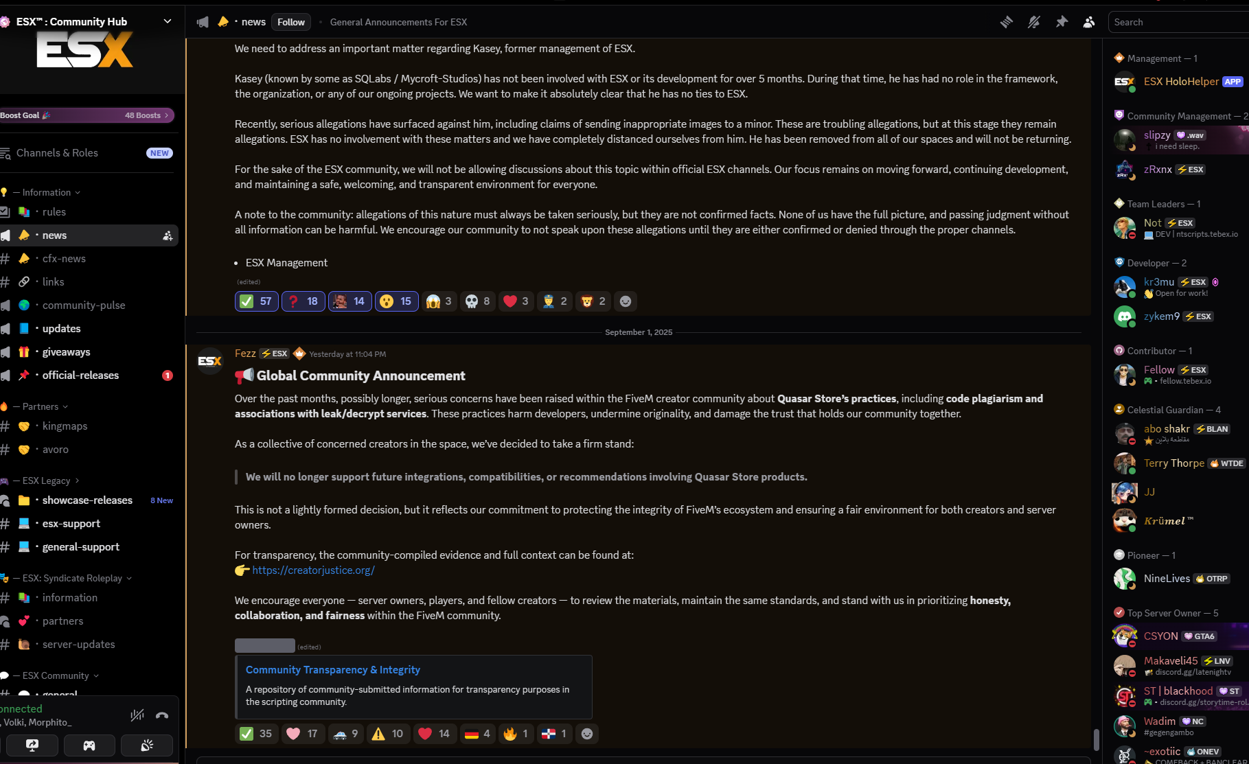 Identical statements published simultaneously