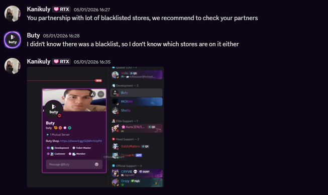 Kanikuly (RTX) recommends Buty check his partners — first pressure.