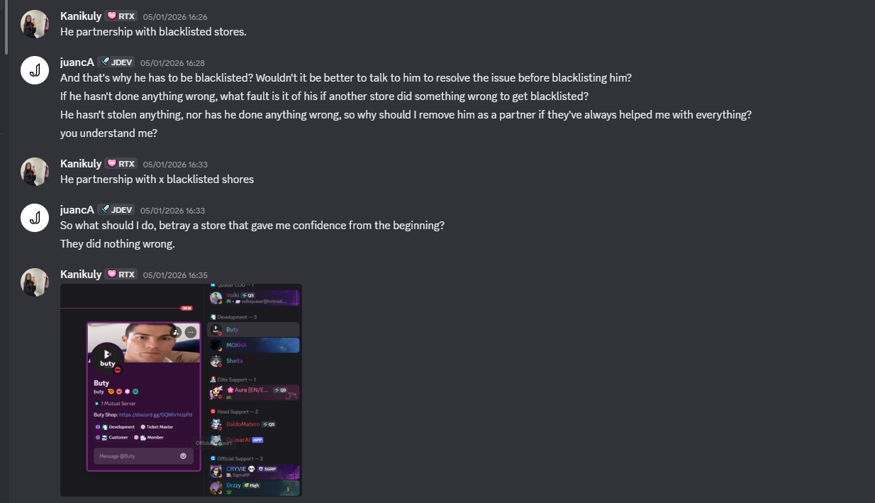 Discord DM — notice of the situation to Jota Dev