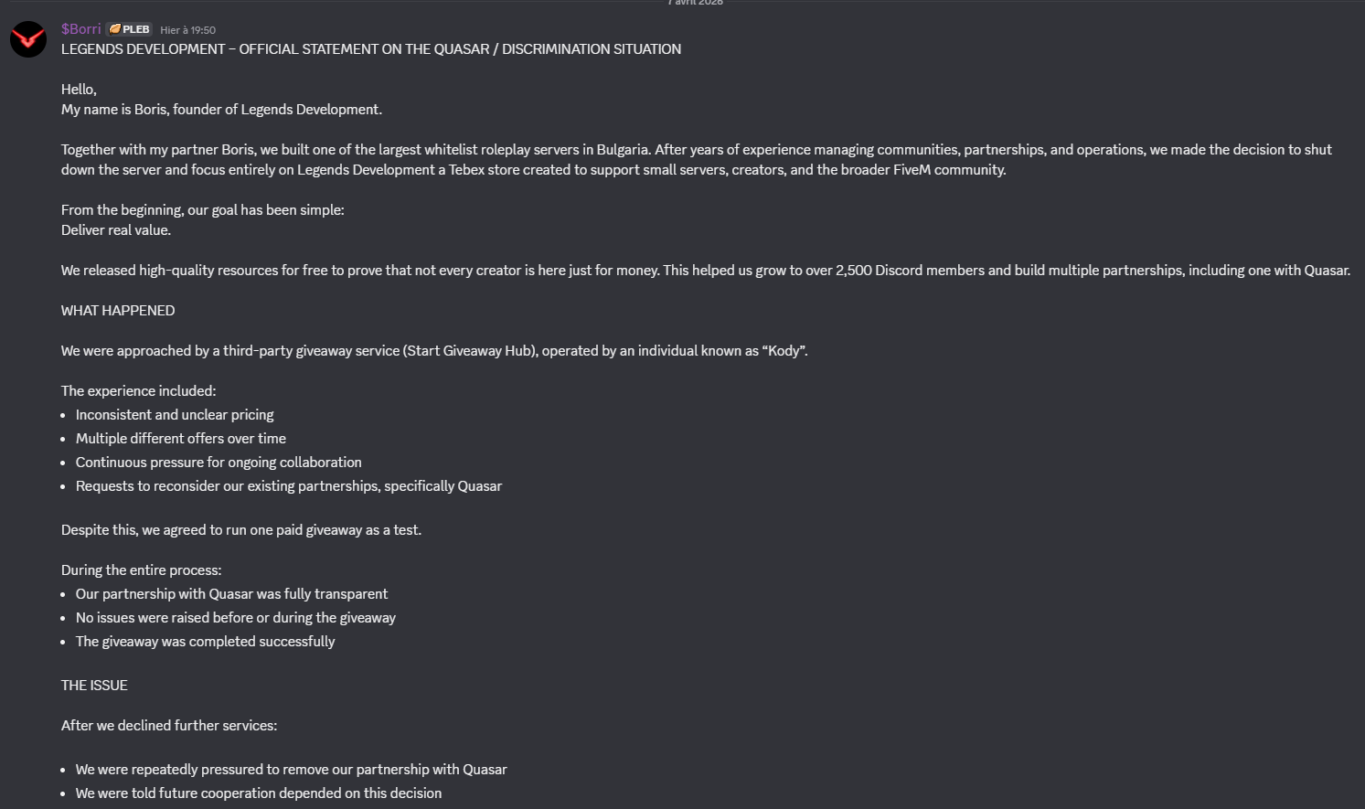 Written testimony evidence 1/4